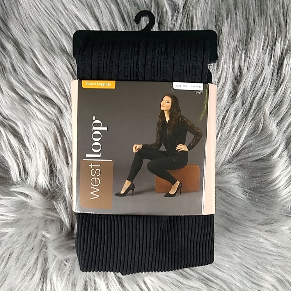 NWT West Loop Fleece Leggings, Size M/L, Black Textured
